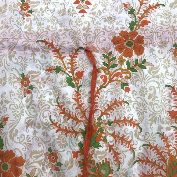 Phases Womens Caftan V-Neck Dress Orange Green Floral Drawstring Waist One Size - Picture 4 of 7